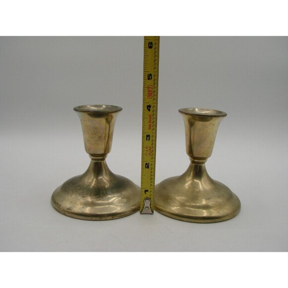 International Silver Co Candlestick Holders Lot 2 Shorties 4" Home Decor Vintage - Picture 11 of 12